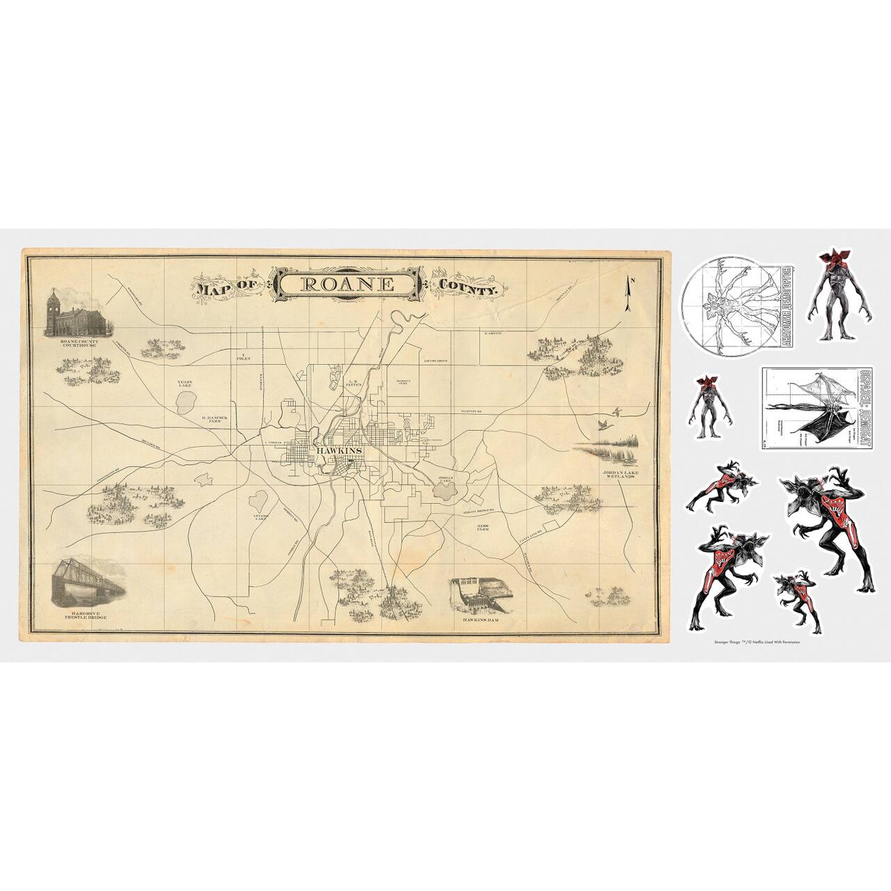 RoomMates Stranger Things Dry Erase Hawkins Map Peel & Stick Giant Wall Decals